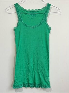 Vintage American Eagle Lace Trim Y2K Cami Size S Green Elena Gilbert Bella Swan